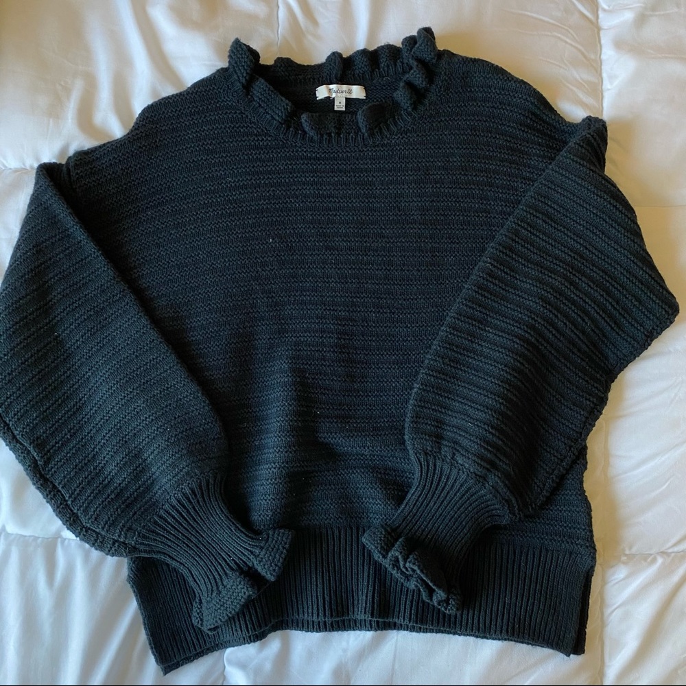 MADEWELL long sleeve ruffled mock neck sweater